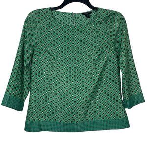 J.Crew Womens Blouse Size Small Geometric 3/4 Sleeves Round Neck Style 91566